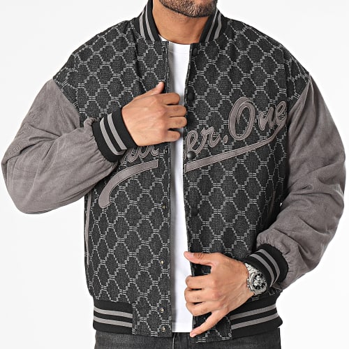 Veste Teddy Gris Noir