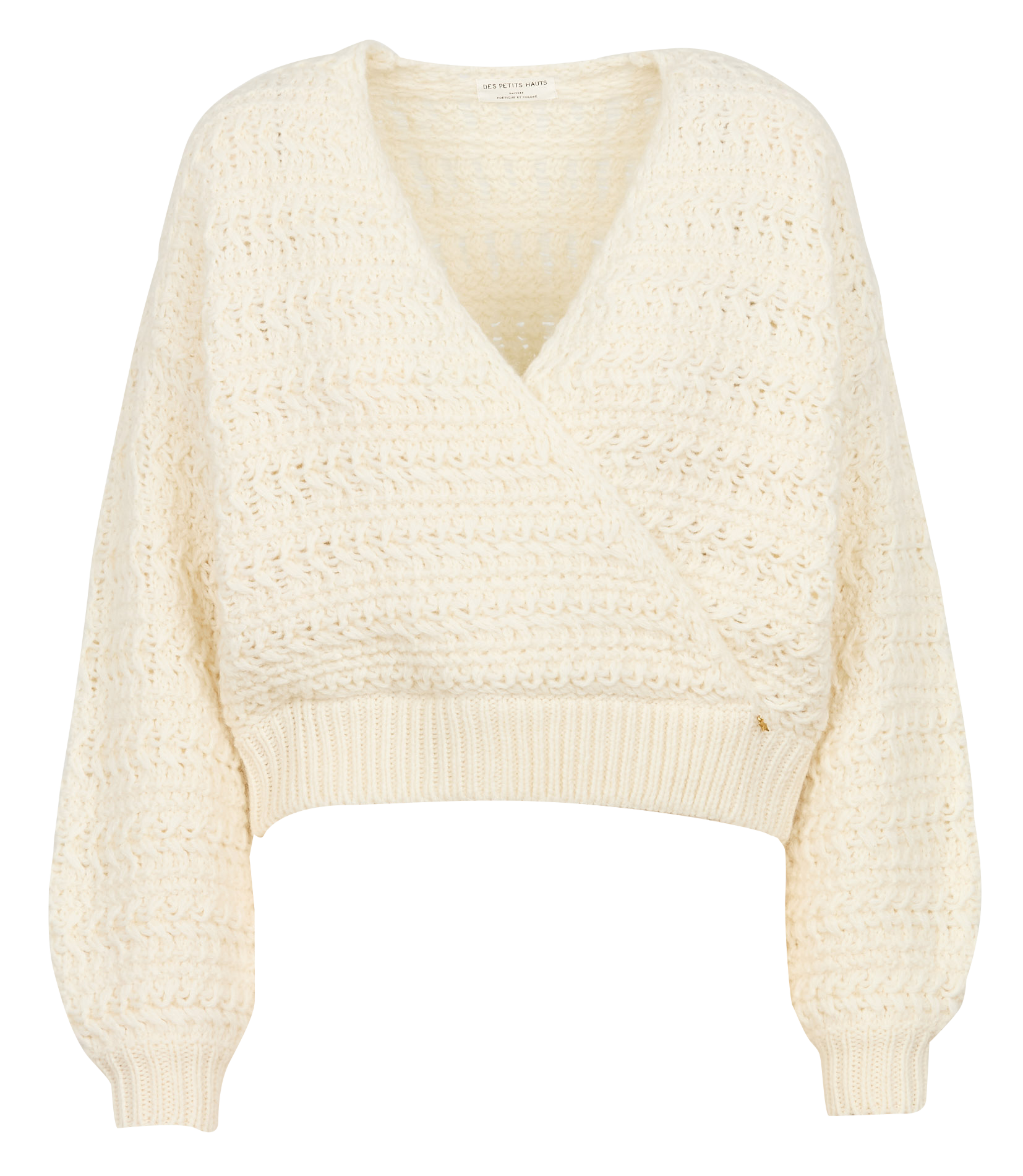 ASTRO - Pull col V en laine tricotée| Beige