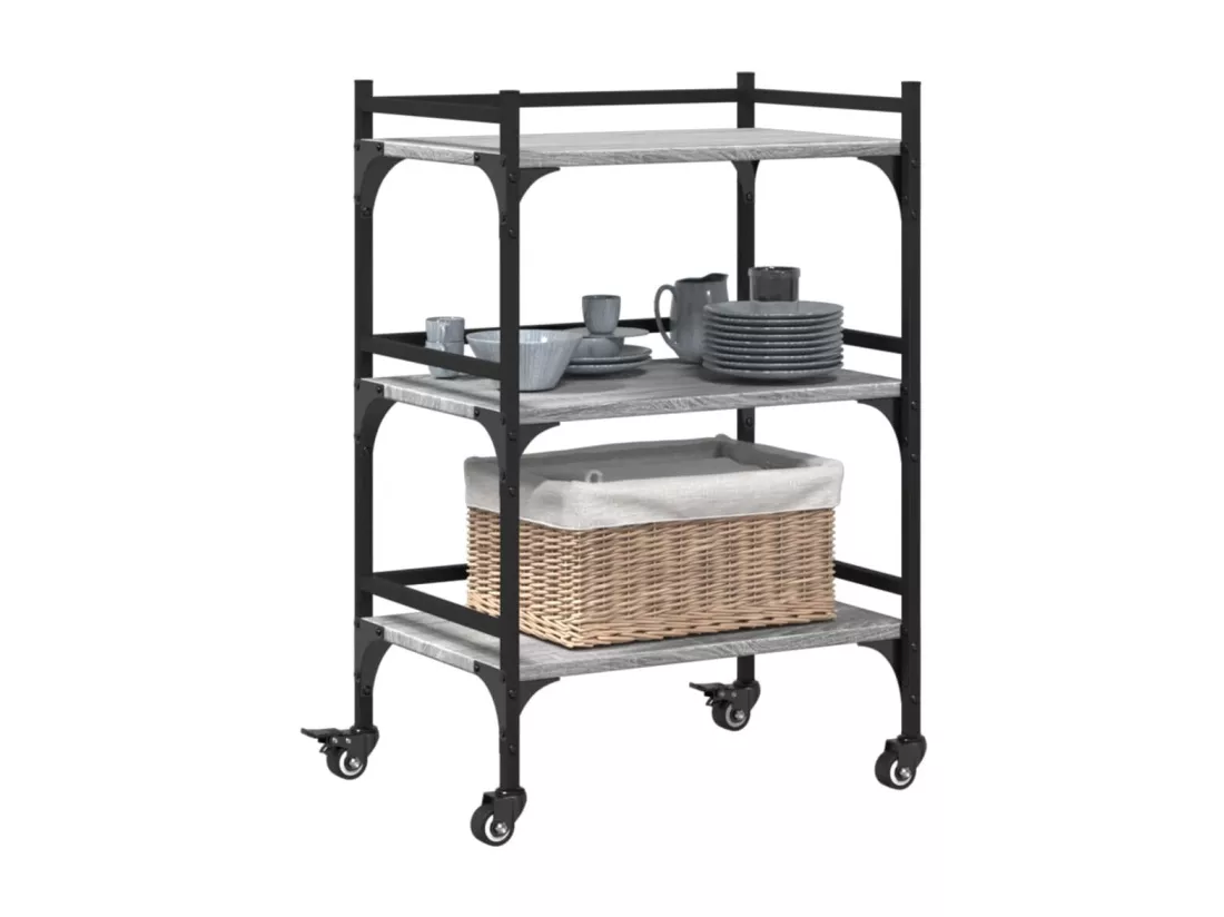 Chariot de cuisine sonoma gris 50x35x75,5 cm bois d'ingénierie
