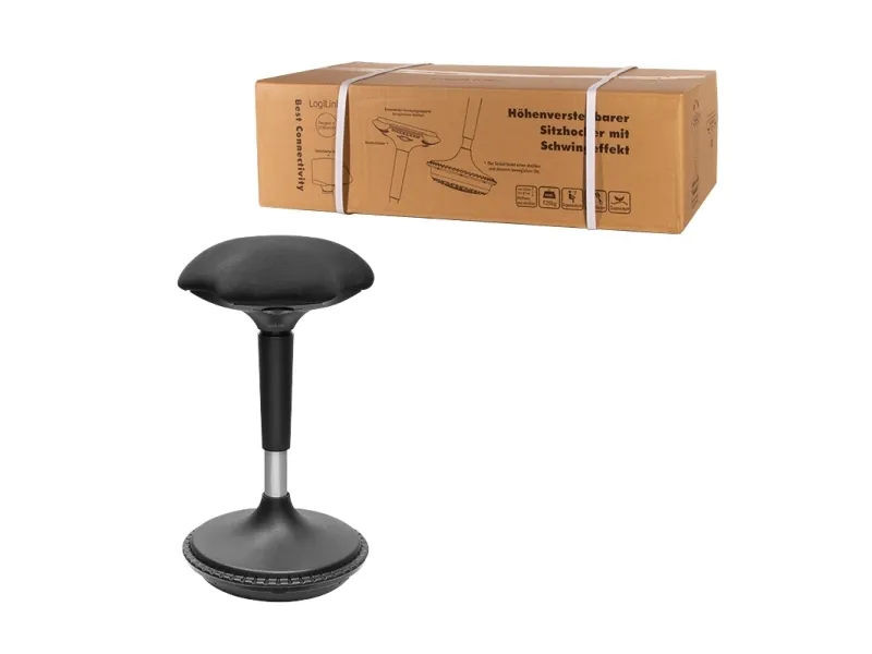 LogiLink EO0011, Polstret sæde, Sort, Stof, Metal, Sort, 24 cm