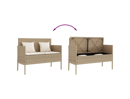 VIDAXL - Banc de jardin avec coussins beige résine tressée