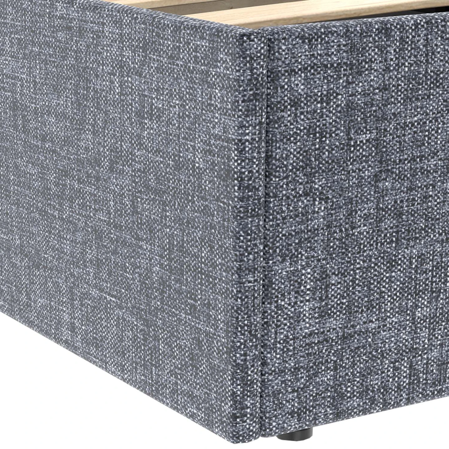 Lit coffre double NORFOLK avec tête de lit et sommier 140 x 190 cm tissu gris anthracite