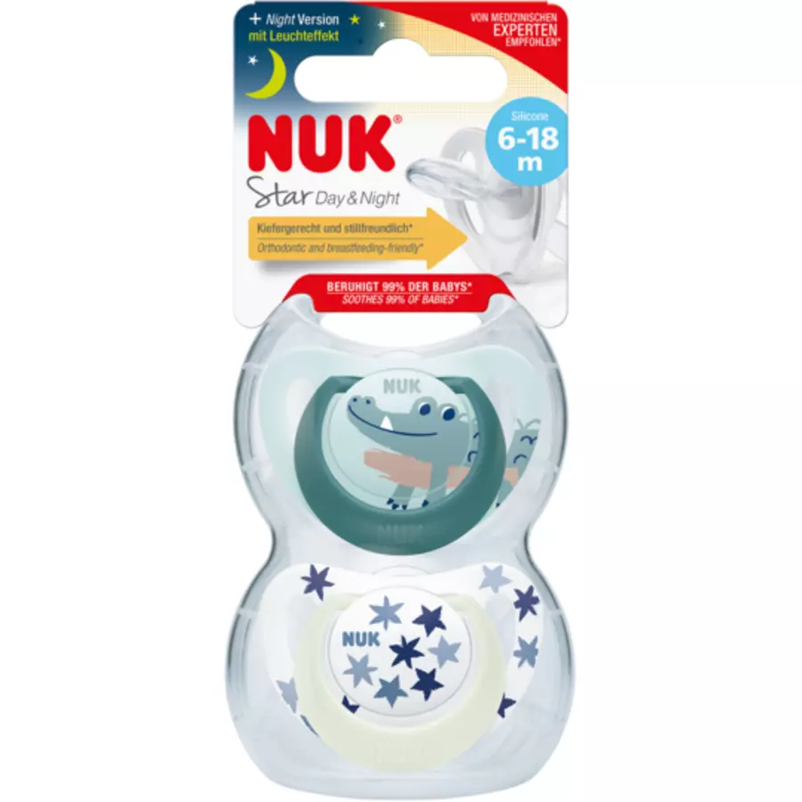 NUK Schnuller Star Day & Night , Gr. 2 in grünblau