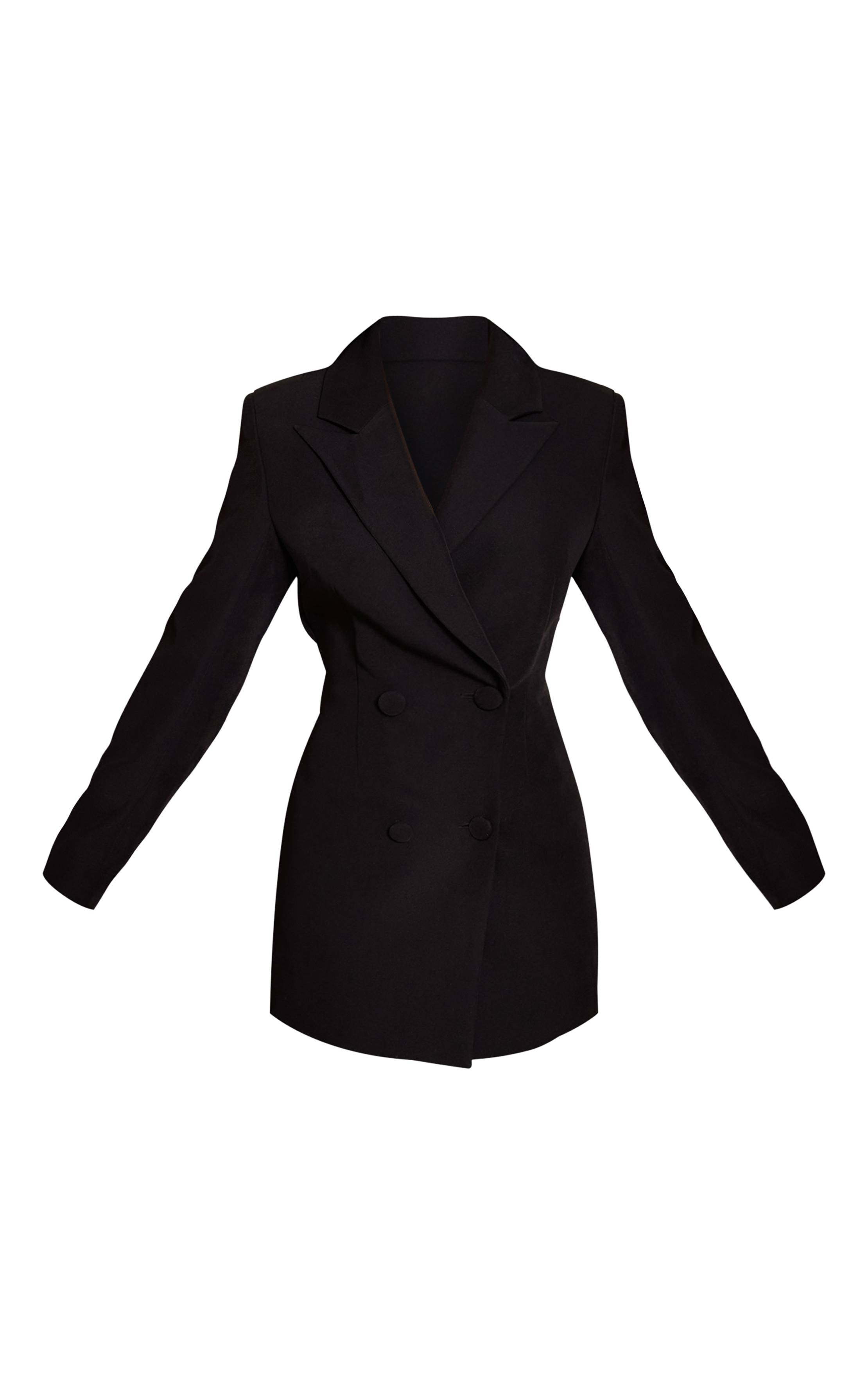 Noir Robe Blazer Drapée Dos Ouvert Petite Taille