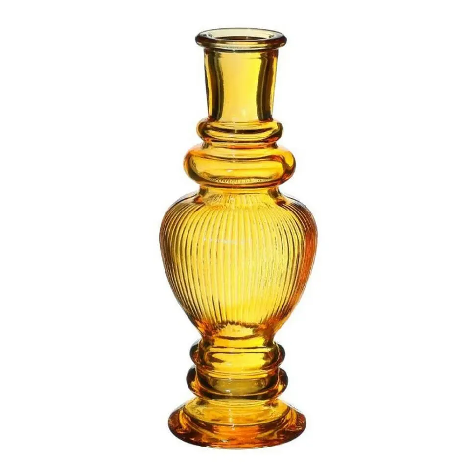 Ideas 4 Seasons Bloemenvaas Venice - glas - geel - D5.7 x H15 cm