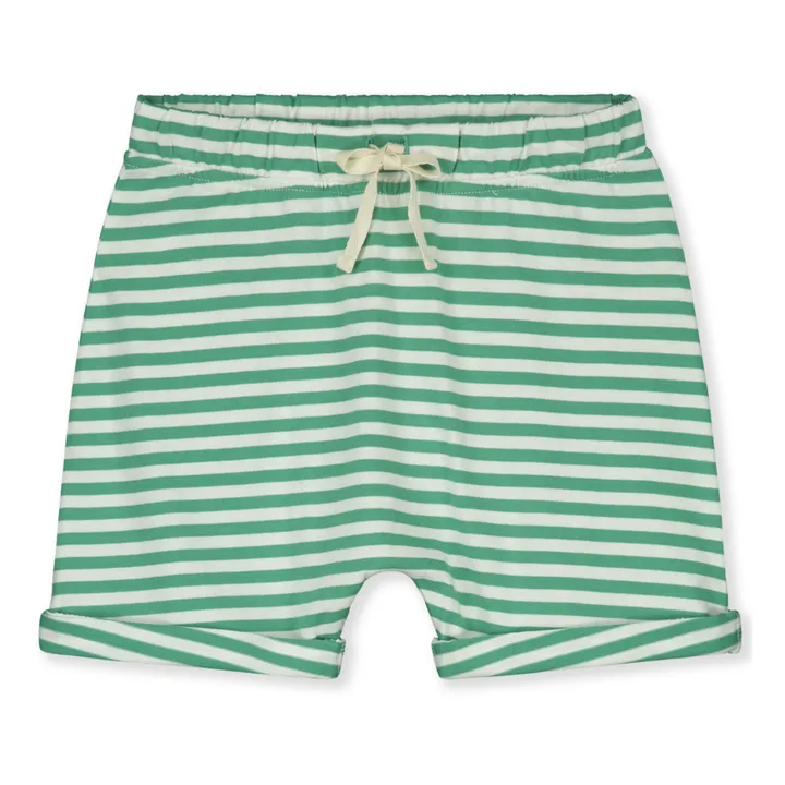 Gray Label Short Rayé Coton Bio | Vert Menthe