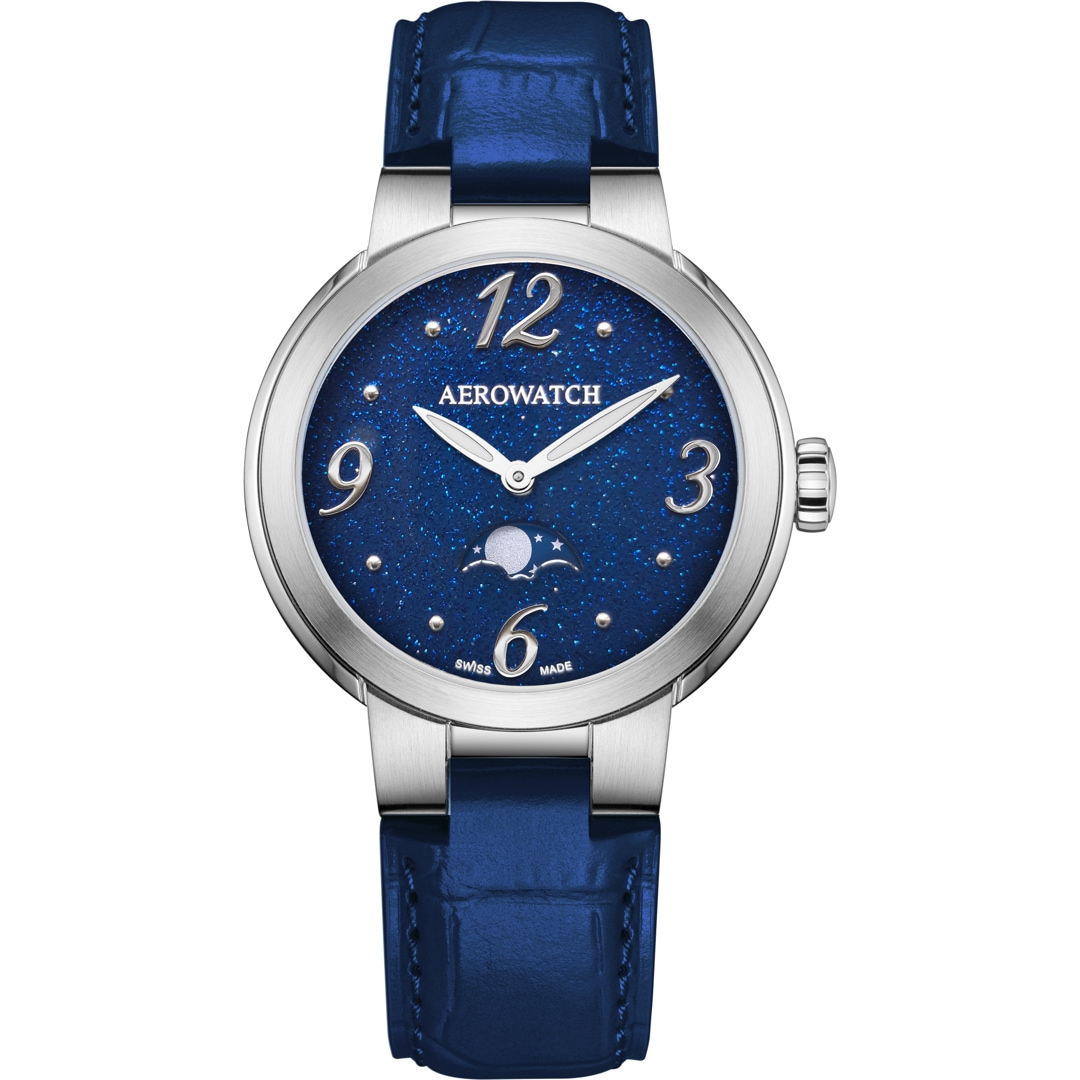 Aerowatch Harmonie Lady Moon Phase Blau 35mm