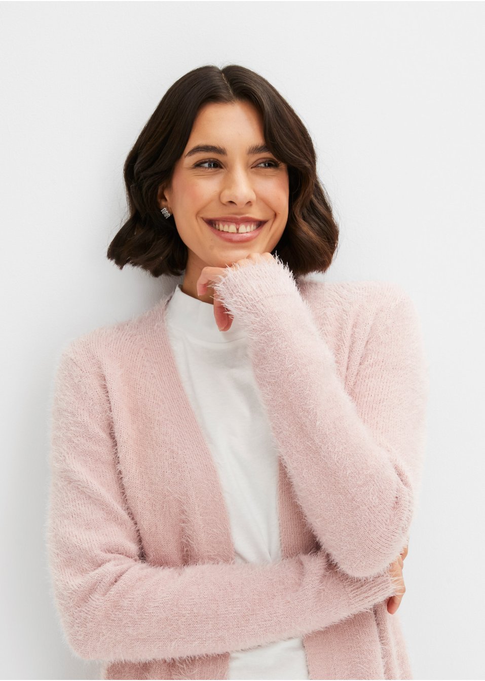 Gilet long en maille duveteux