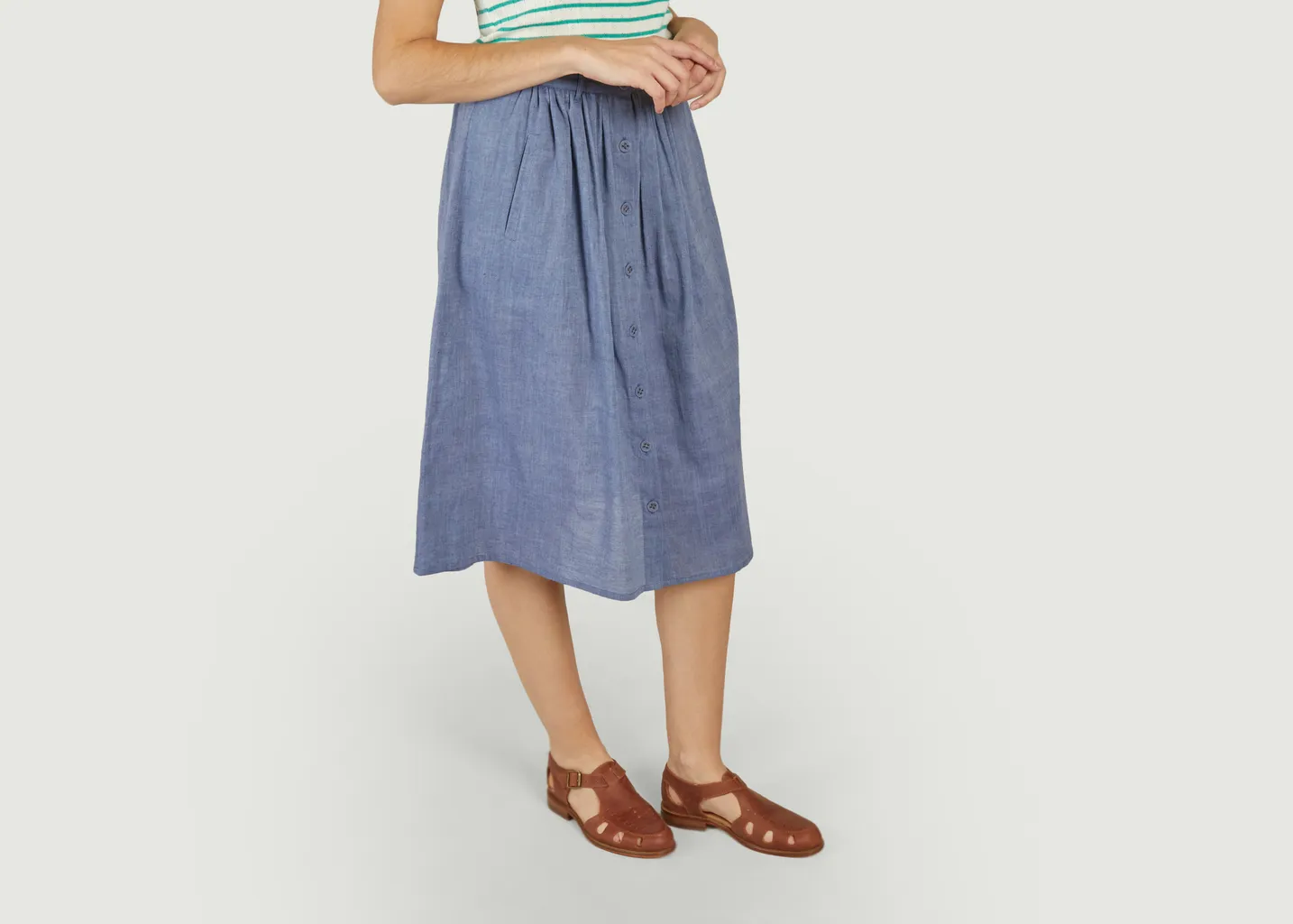 Jupe mi-longue en khadi Emile & Ida