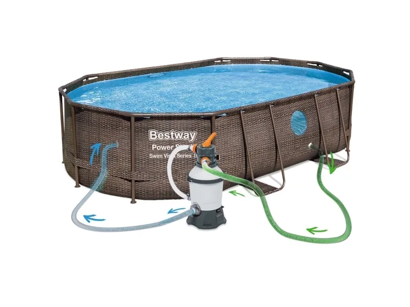 Bestway Power Steel 56946, 10949 L, Indrammet pool, Voksen & barn, Stige, Brun, 64,7 kg