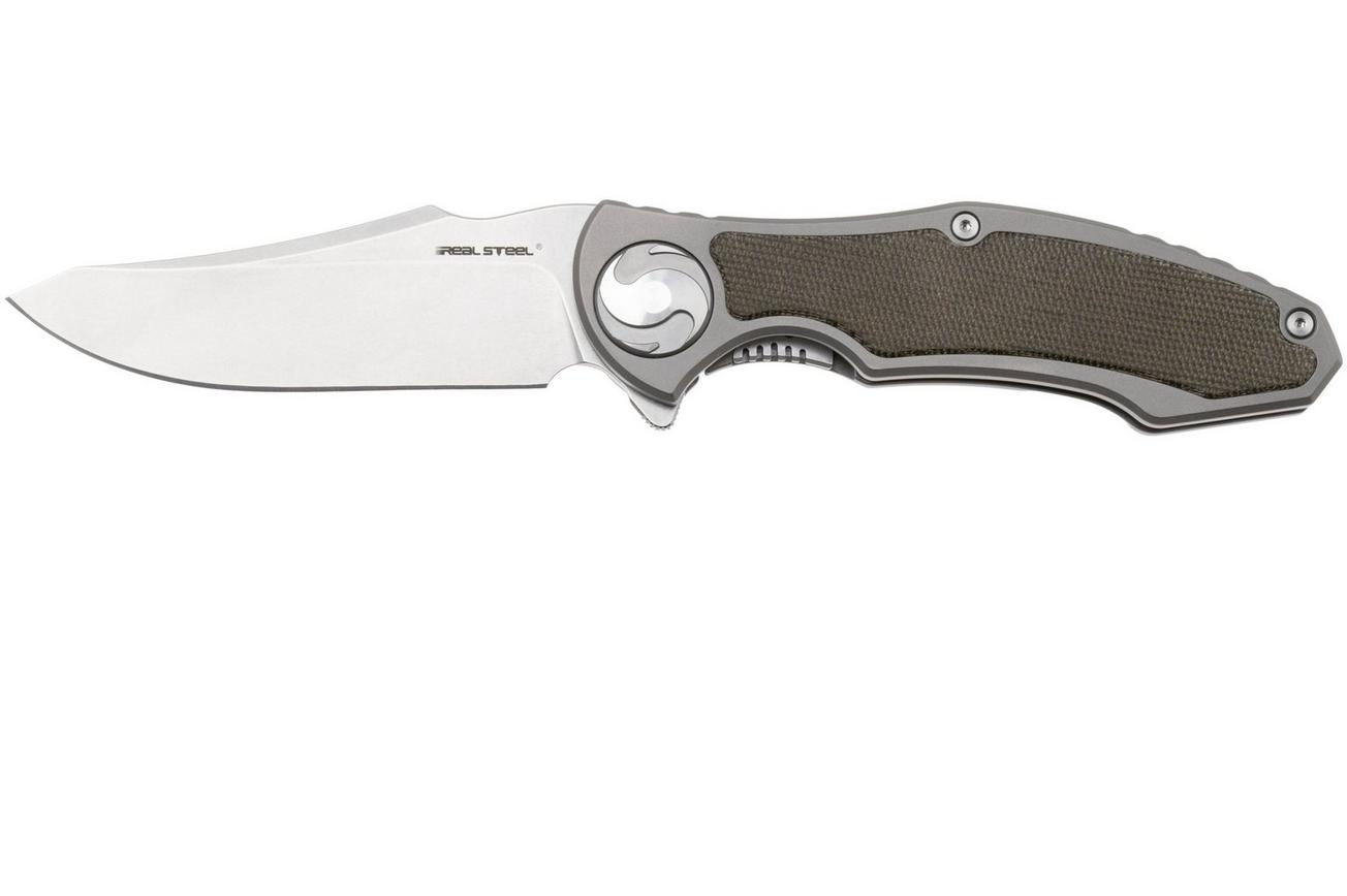 Real Steel Exorcist 9412GM, Stonewashed CPM S35VN, Sandblasted Titanium, Green Micarta Inlay zakmes, Carson Huang design