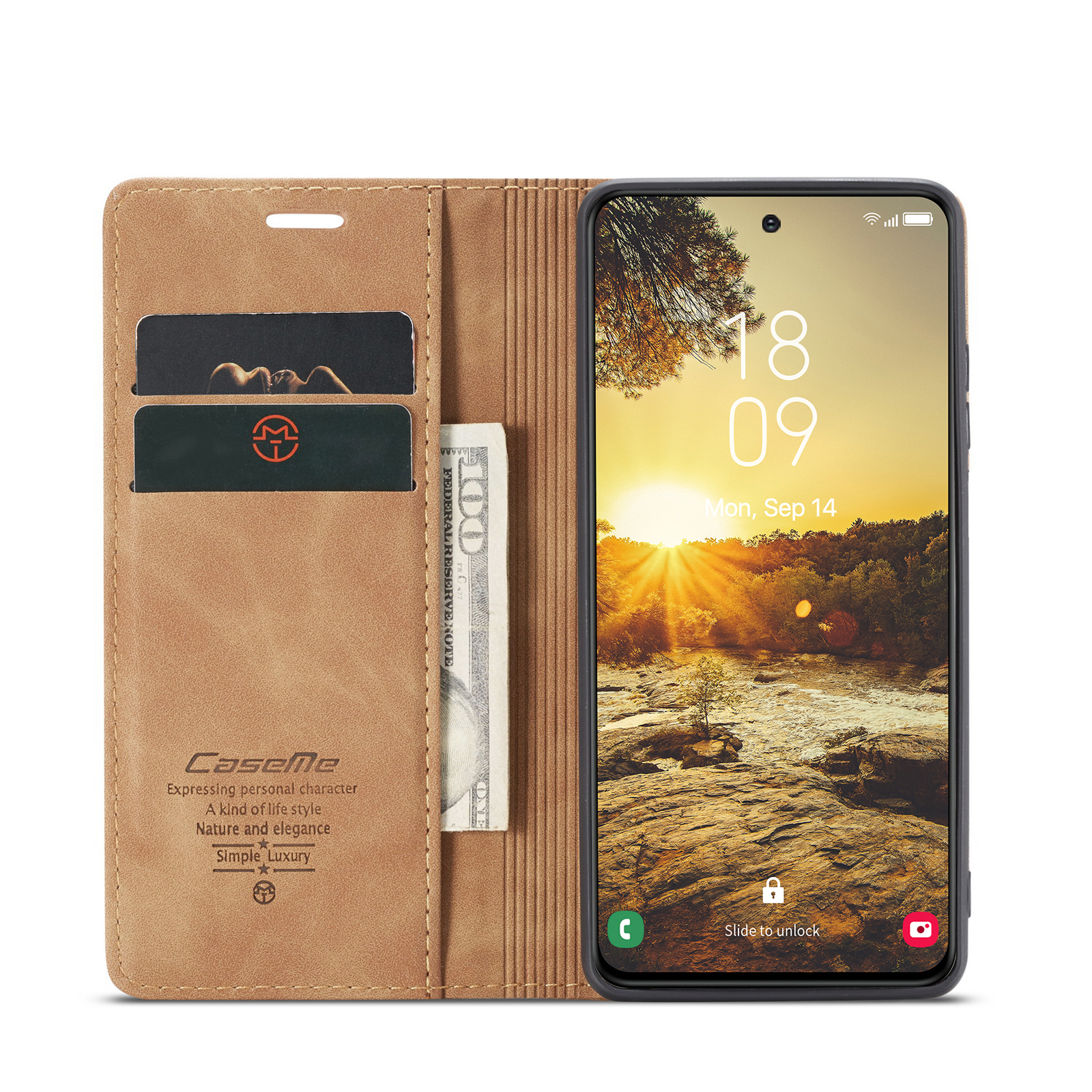 Samsung Galaxy S24 FE Leder Tasche Flip Wallet Etui mit Kartenfächern - Braun