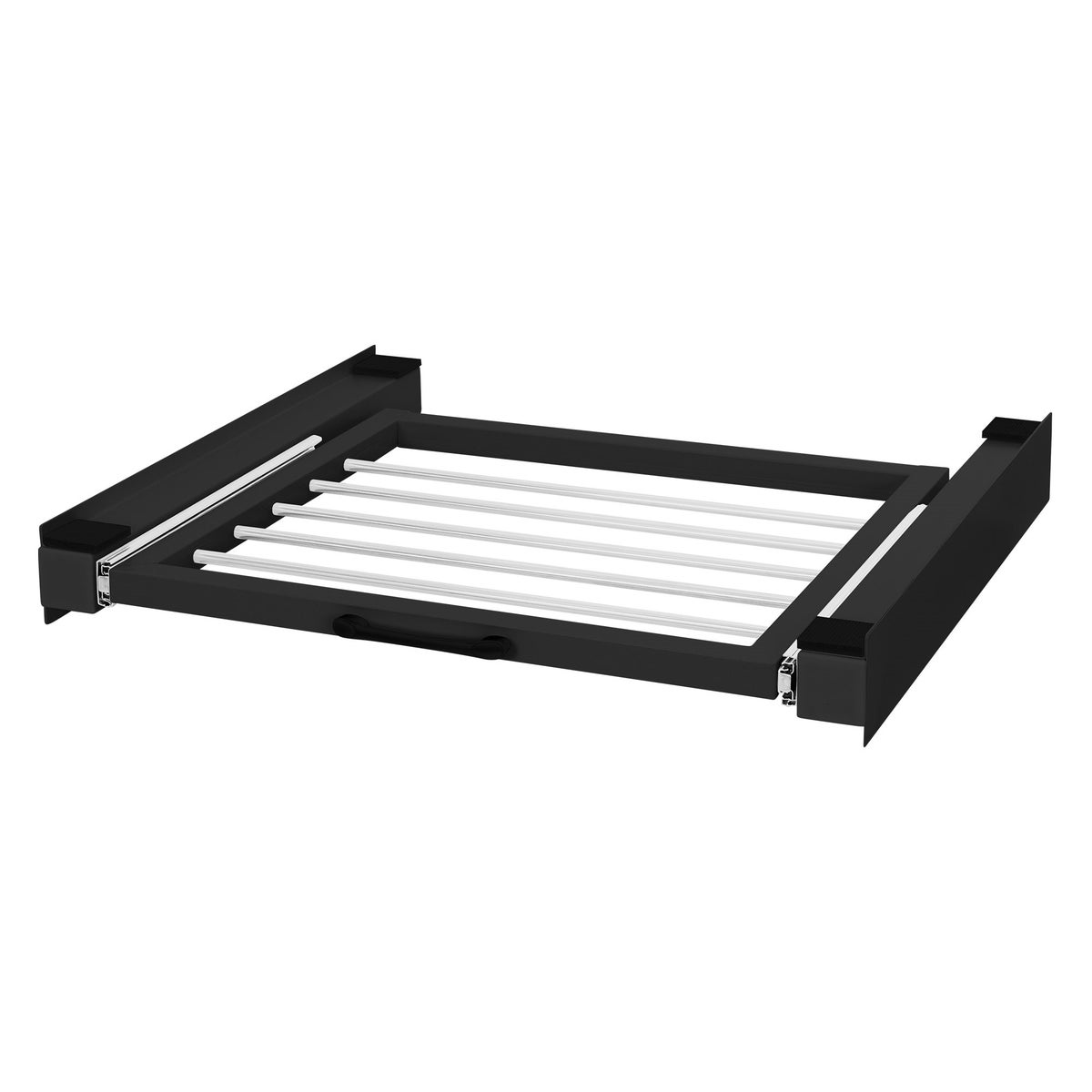 ML-Design Stapelframe met waslijn, staal, 60,5 x 54,5 cm, zwart, verbindingsframe voor wasmachine/droger, stapelkit met uitschuifbare handdoekhouder, drogerkolom, universeel stapelframe