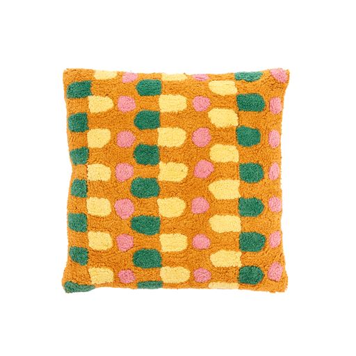 Villa Collection Styles Pude, Brun/ Gul/ Grøn, 45x45 cm