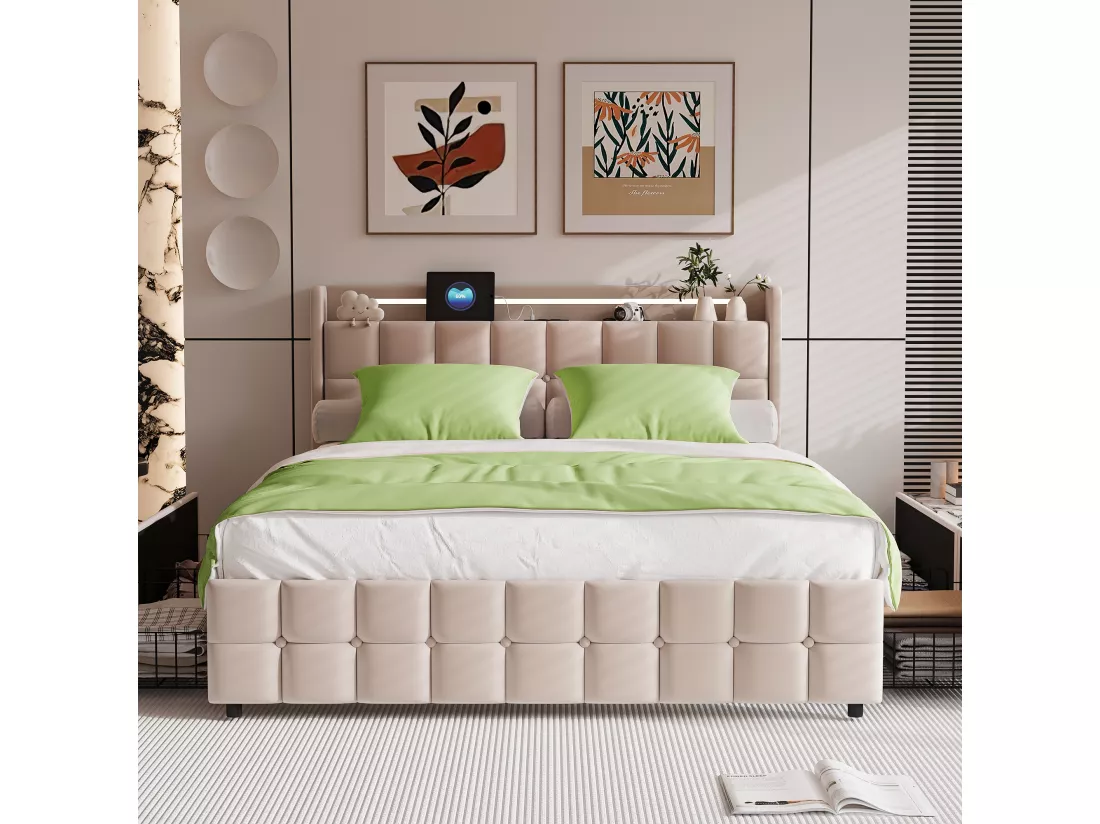 Parure de lit 3 pièces, d'oreiller*2(80 x 80), drap-housse (160 x 200) + housse de couette (155 x 220), vert, polyester