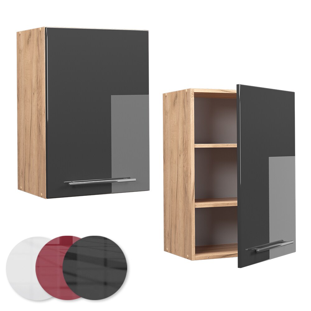 Vicco Hängeschrank Küchenschrank Küchenmöbel Fame-Line Eiche Anthrazit modern 50 cm Küche Einbauküche Hängeschrank Drehtür Einlegeboden Küchenzeile Hochglanz