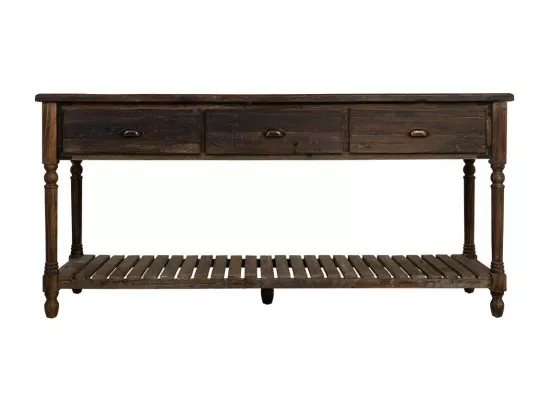 Hall en bois vieilli avec 3 tiroirs et 1 étagère 184,5x50x86,8