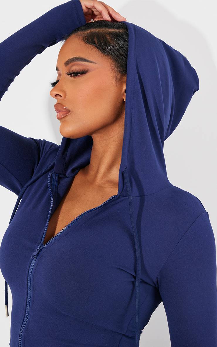 Bleu Marine Sweat À Casynthétiqueche Zippé Sculpté Shape