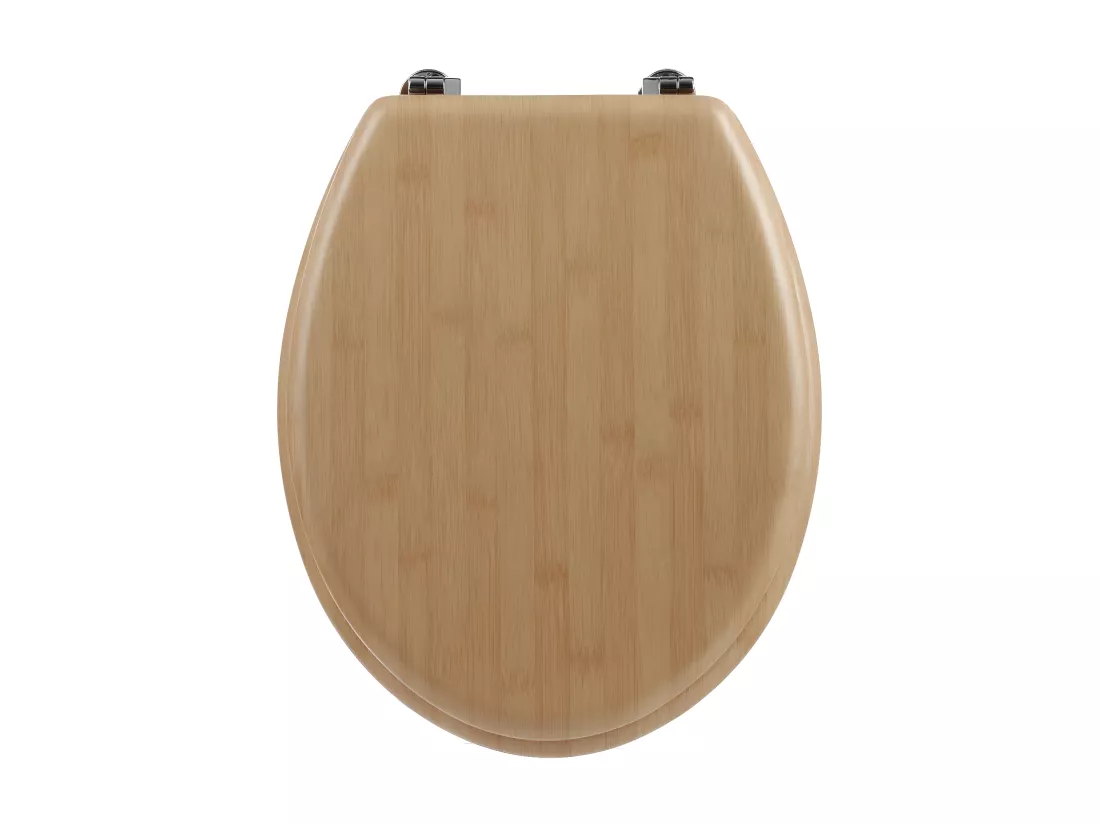 Abattant WC standard en Bois effet Bambou et charnières en Zinc