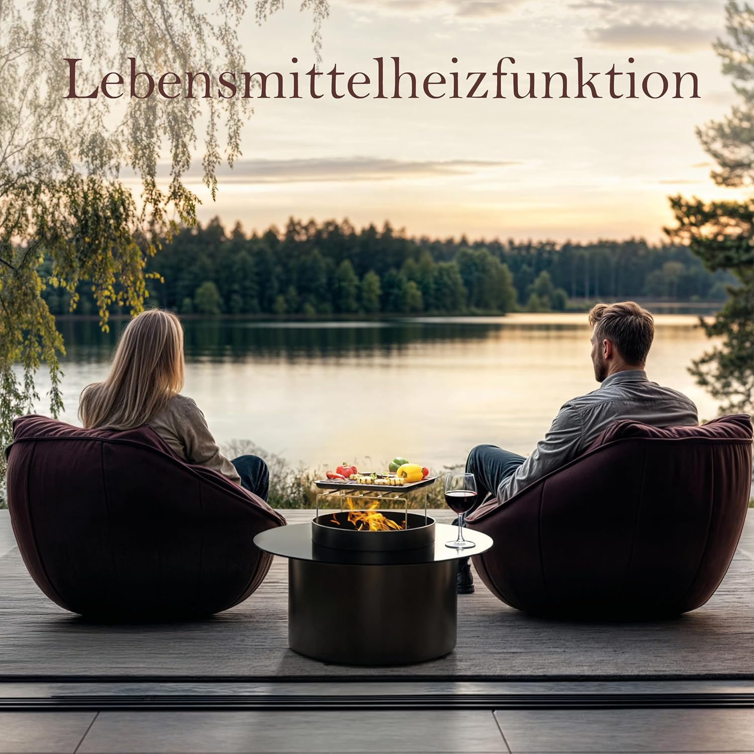 Planika Dot 2-in-1 Couchtisch mit Gas Feuerstelle, Balkon und Terrassentisch, Außenkamin, Gartentisch, Beistelltisch, Terrassen und Balkonheizer. Robuste Tischplatte, Einfache Steuerung + Abdeckung