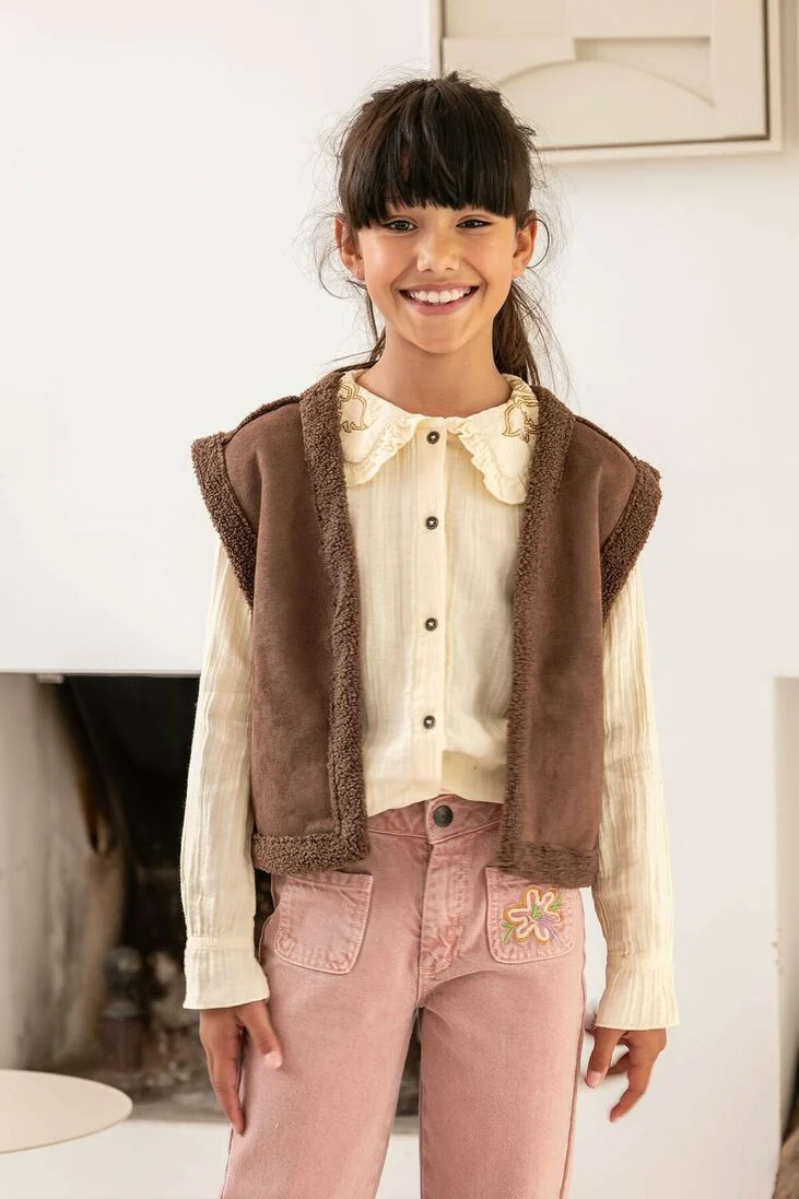 LIKE FLO beige like flo blouse double face blouse big collar