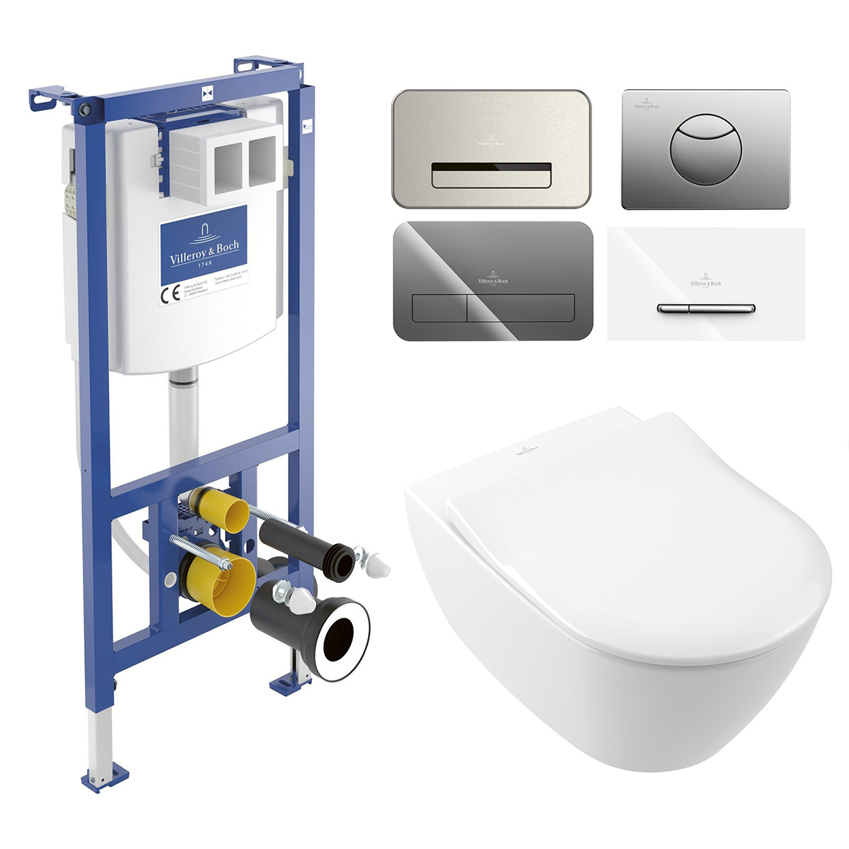 Villeroy & Boch ViConnect toiletset met Villeroy & Boch Subway 2.0 randloos toilet met softclose zitting