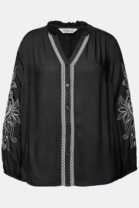Bluse, Loose Shape, Stickereien,