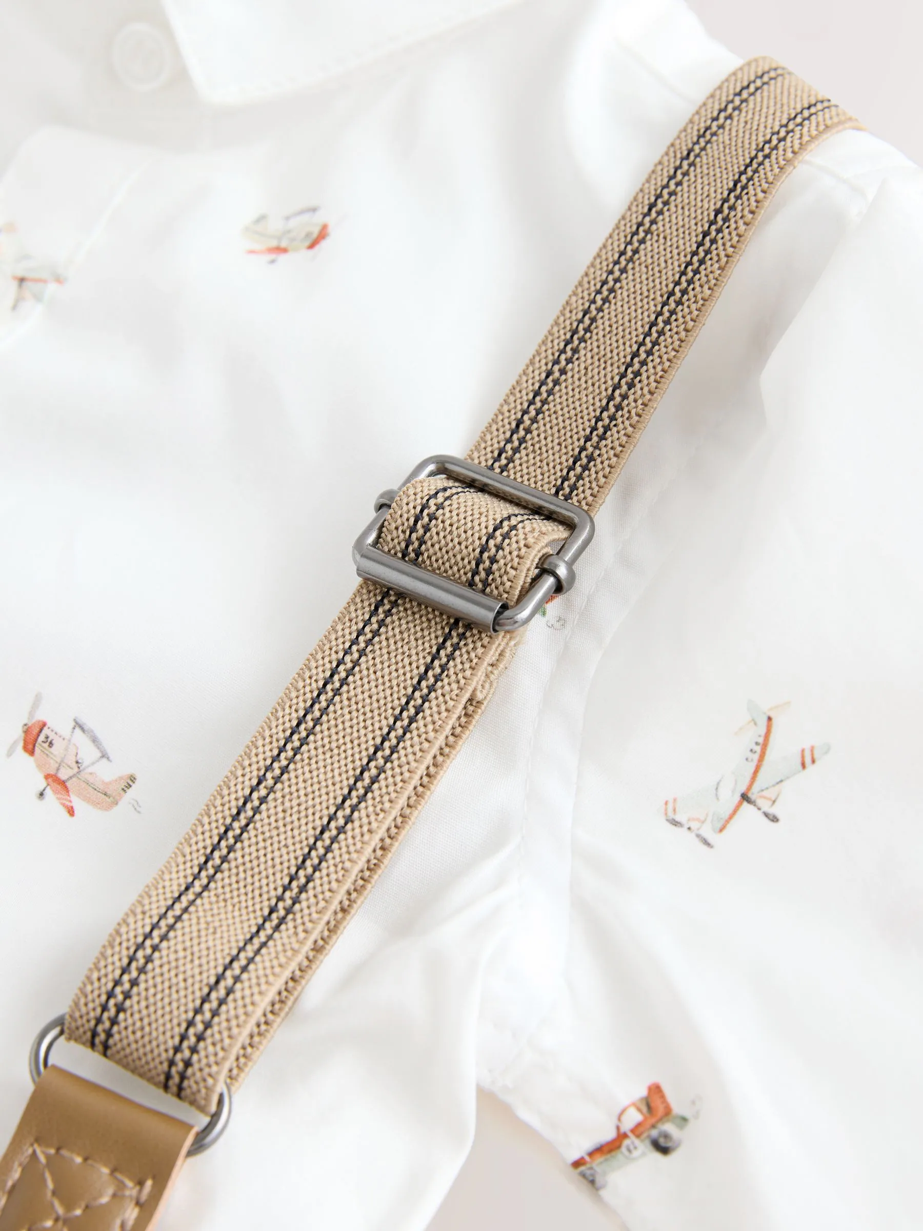 Transport all-over print - Set van overhemd, broek, bretels en vlinderdas (3mnd-9jr)