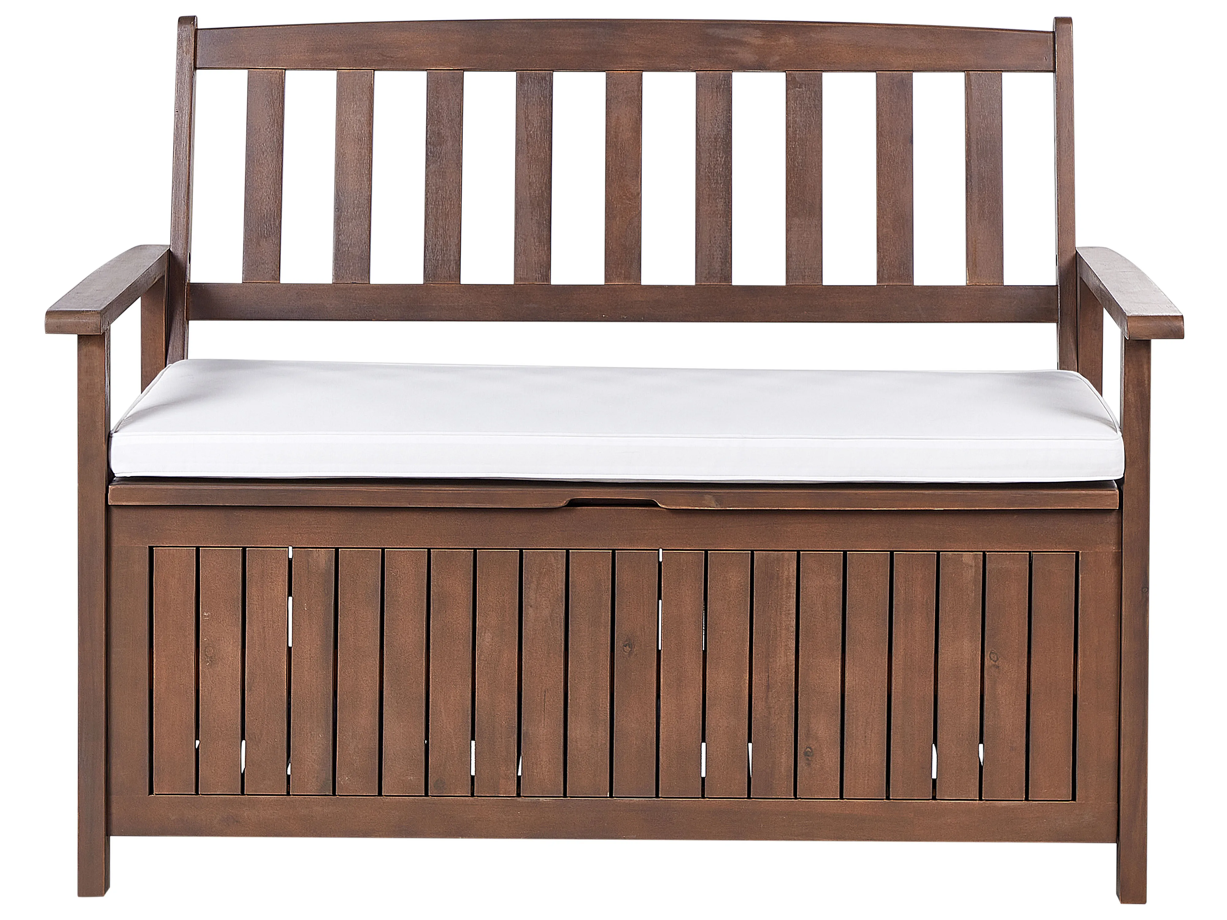 Tuinbank met zitkussen SOVANA 120 cm met opbergruimte Acaciahout Wit