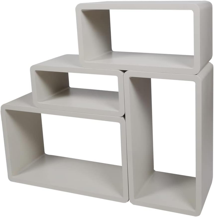 Verstärkte Vielen Farben MDF Retro Design Cube 4er Set Regal Regale Wandregal Deko Würfel CD DVD Lounge Cuben LO01 (Grau)