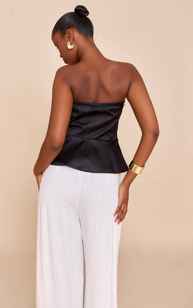 Noir Corset Péplum En Satin