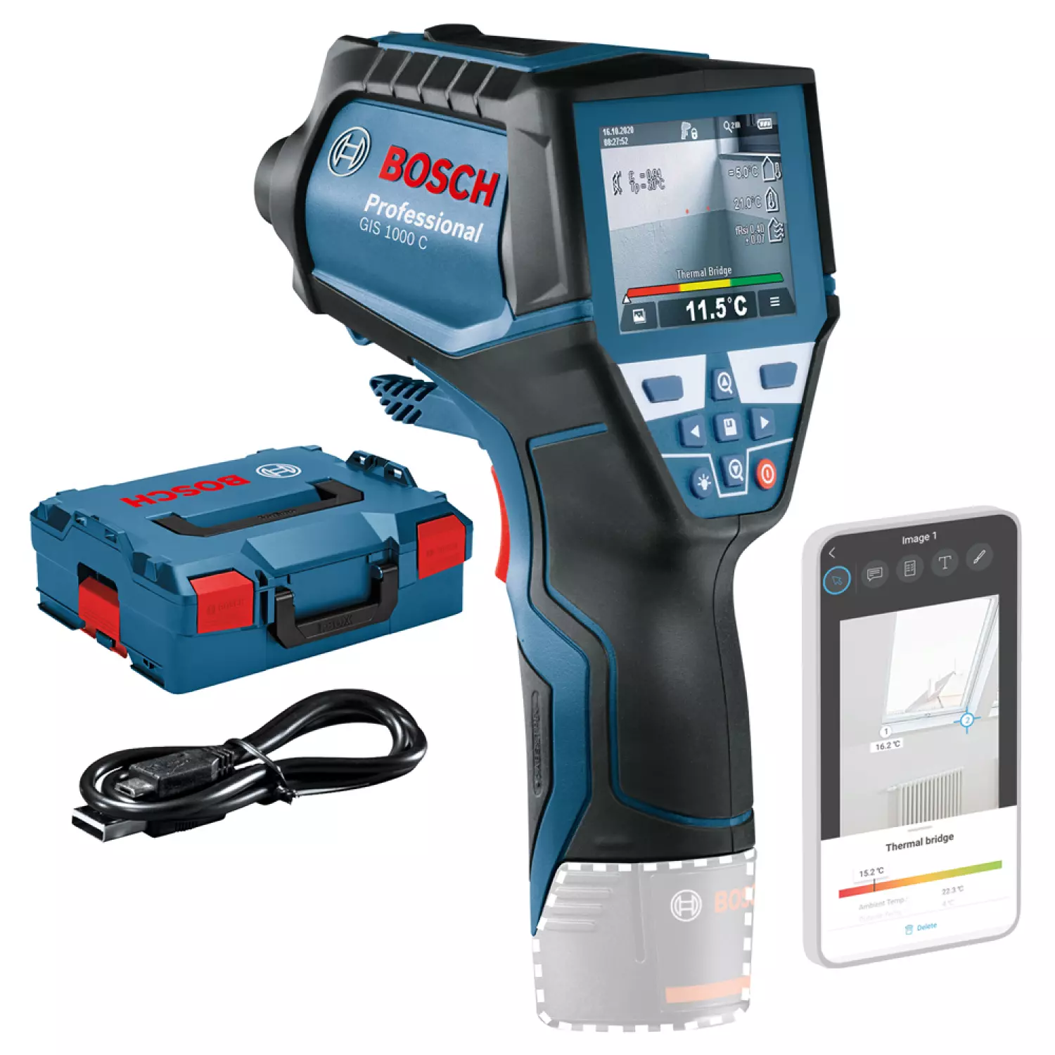 Bosch GIS 1000 C SOLO 10.8V Li-Ion accu thermodetector body in L-Boxx