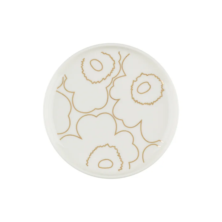 Marimekko - Oiva Piirto Unikko Teller, Ø 13,5 cm, weiss / gold