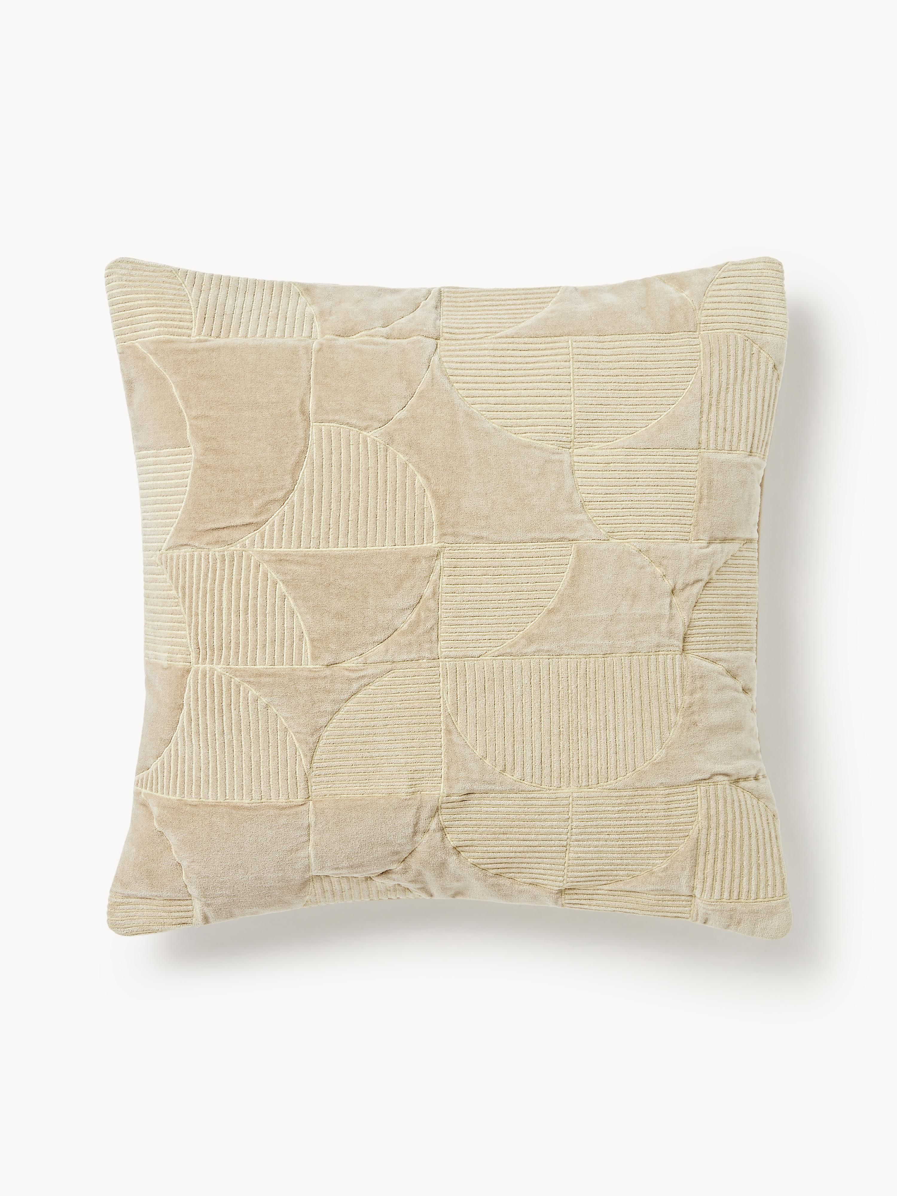 Geborduurde kussenhoes Verina met geometrisch patroon