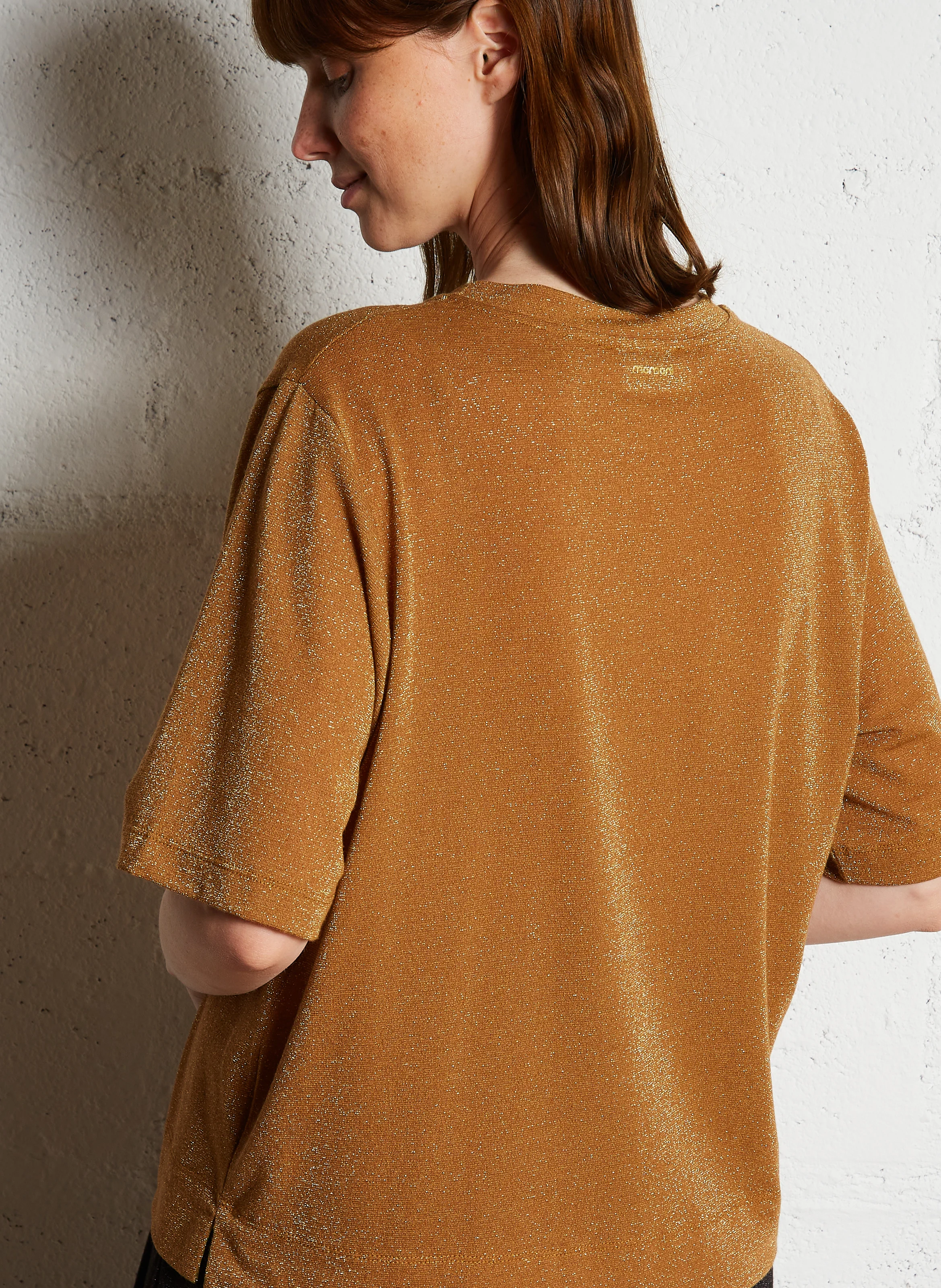 IORA - Tee-shirt col rond pailleté | Jaune