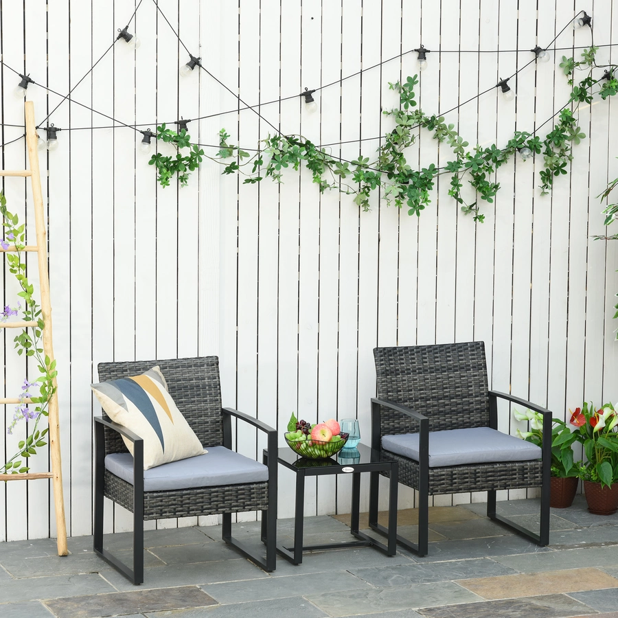 Outsunny Polyrattan Sitzgruppe als 5-tlg. Set grau