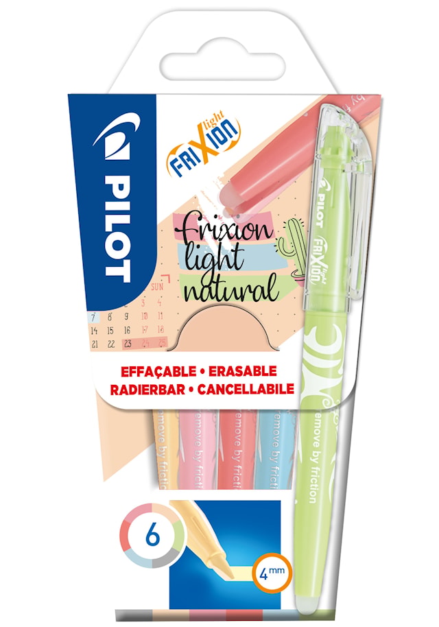 lommebok med 6 - FriXion Light Natural Colors - Overstrykningspenner - medium spiss Pilot