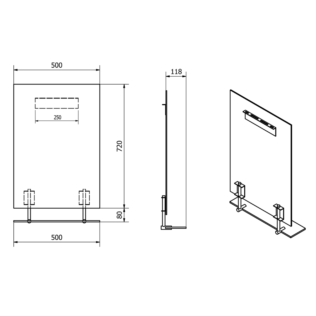 Sapho Wega spiegel rechthoekig met planchet 50x80cm chroom