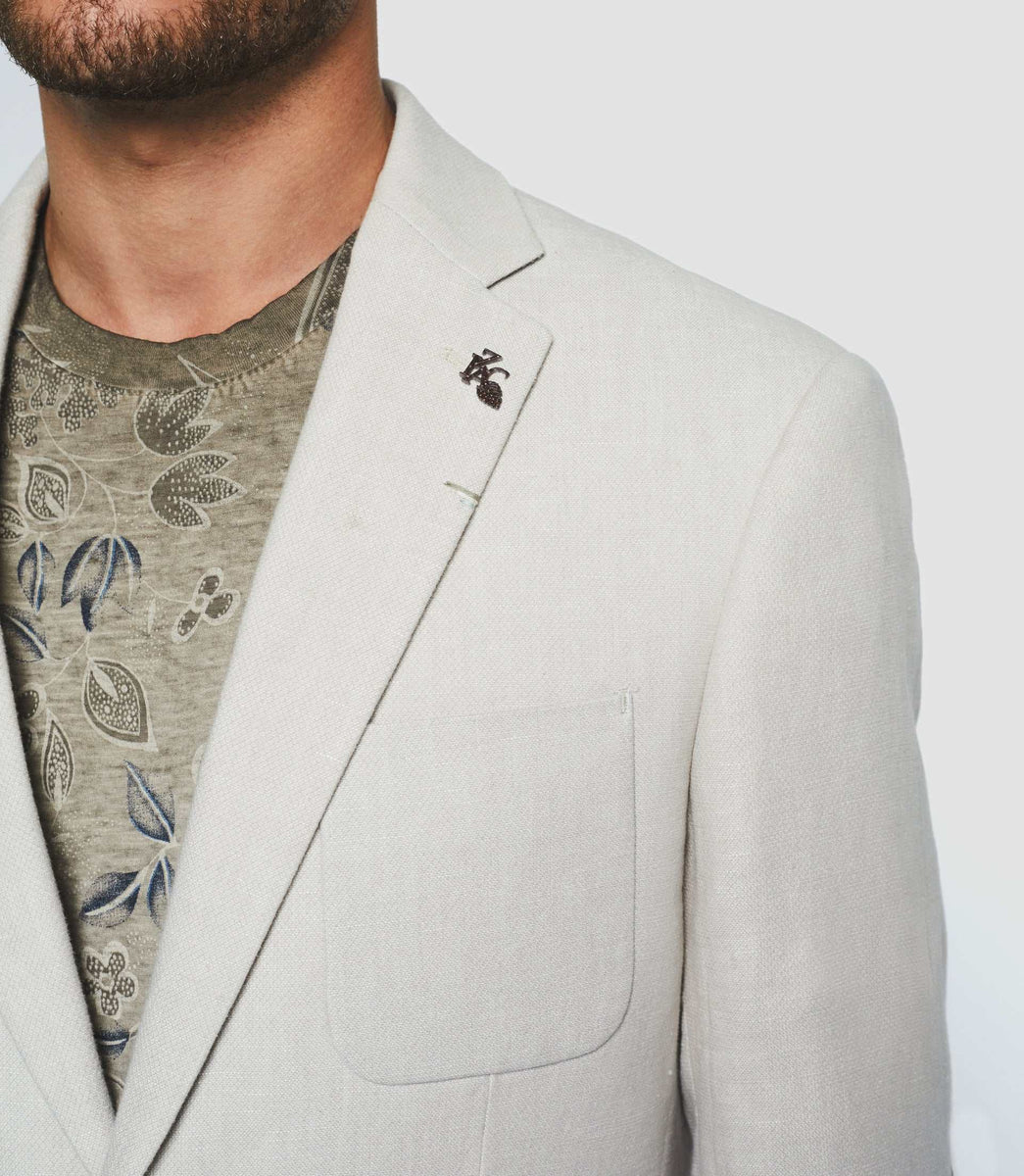 Veste casual en coton et lin beige 