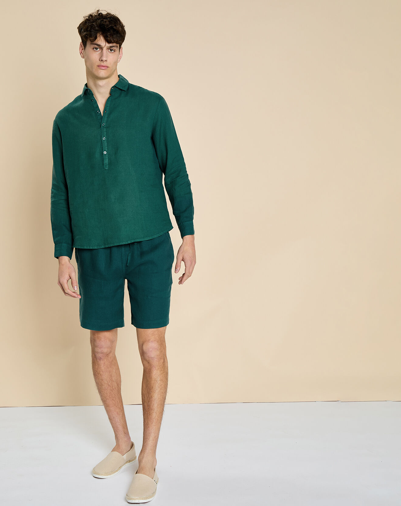 Harris Wilson Chemise 100% Lin Danish fougère