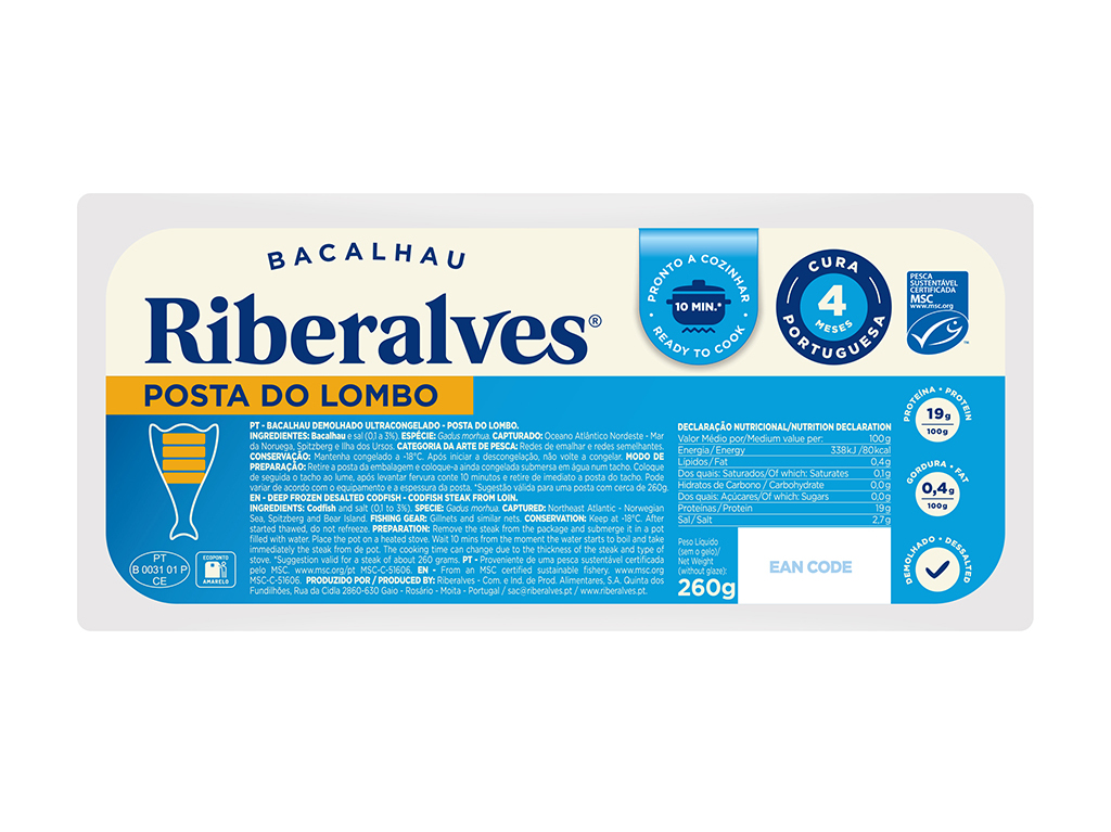BACALHAU POSTA RIBERALVES 4M CURA UNIDOSE MSC 260GR