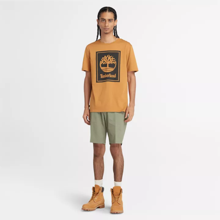 T-shirt à logo bloc pour homme en jaune foncé