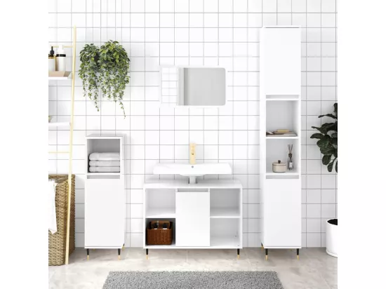 Armoire de salle de bain blanc brillant 80x33x60 cm