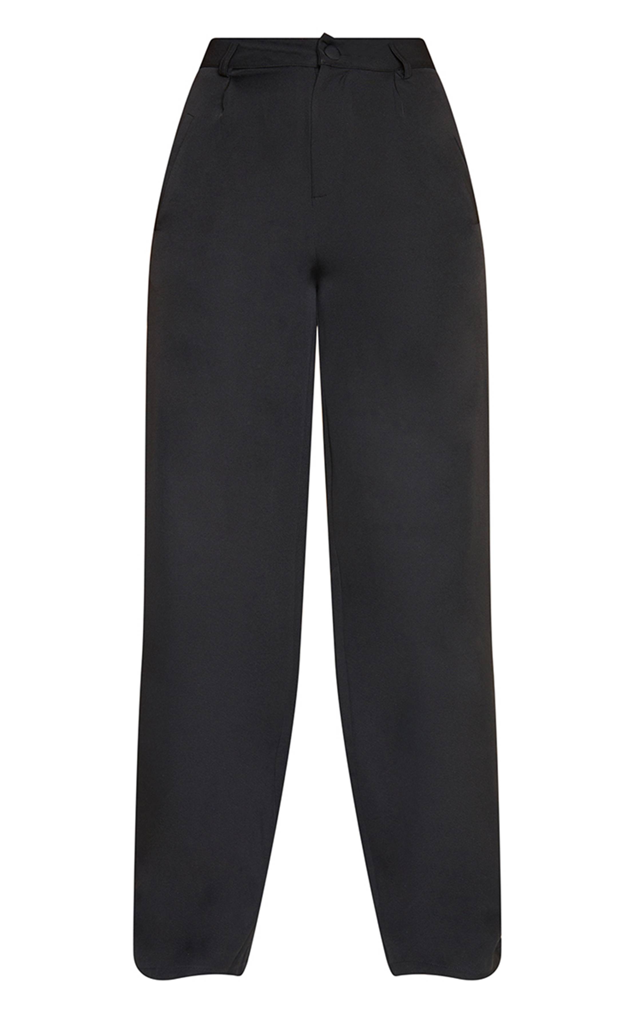 Noir Pantalon Large Tissé À Détails Plissés