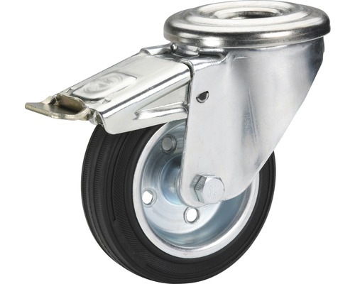 Tarrox vergrendelbaar zwenkwiel 100x30 mm met massief rubberen band, draagvermogen tot 75 kg