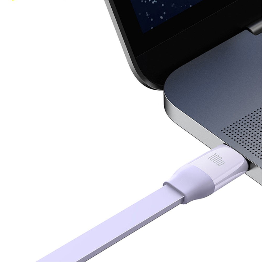 (1.1m) 100W/3.5A 3in1 Bright Mirror 2 Ausziehbares USB C auf USB C / Apple Lightning / Micro USB Ladekabel Datenkabel - Lila