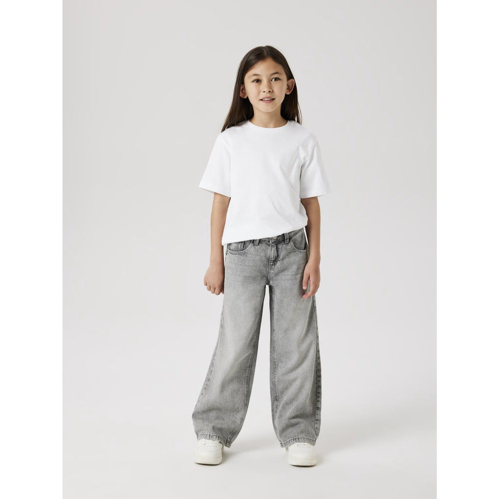 Køb Name It Light Grey Denim Rose Wide Jeans Noos