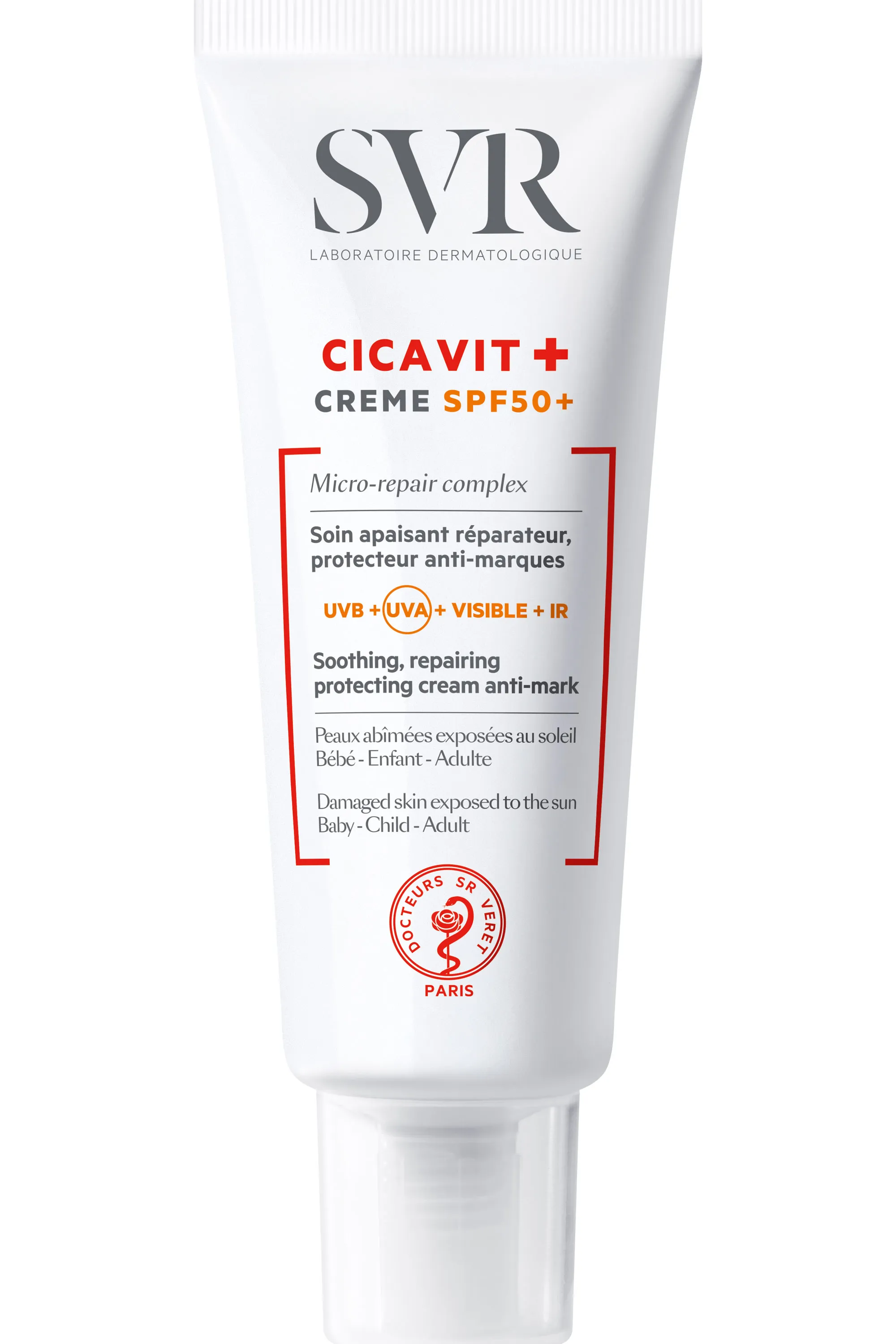 SVR Soin visage & corps réparateur anti-marques SPF50+ Cicavit+-40 ml
