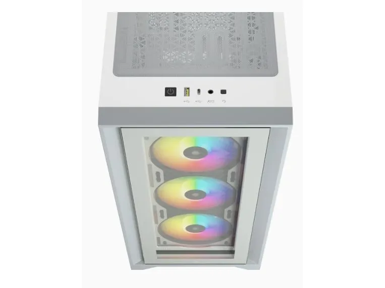 Corsair iCUE 4000X RGB – Miditower - ATX - ingen strømforsyning - Hvid - USB/Lyd