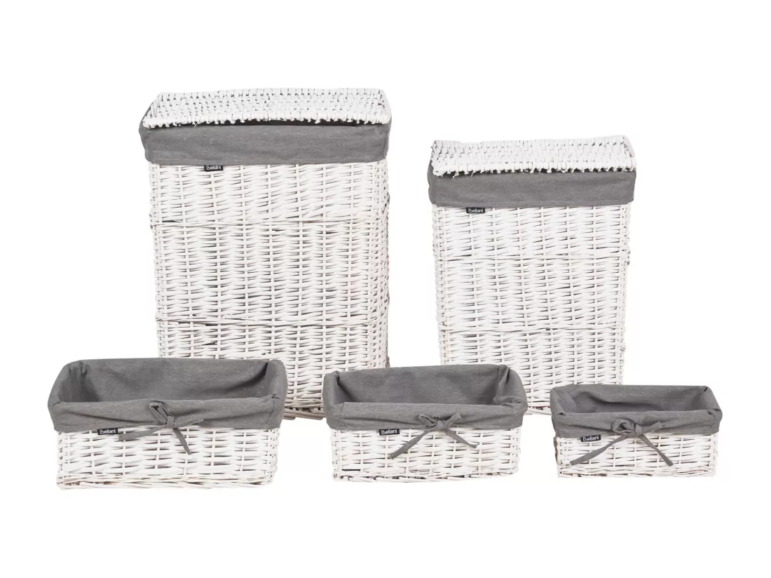 Lot de 5 paniers en saule gris ELLA
